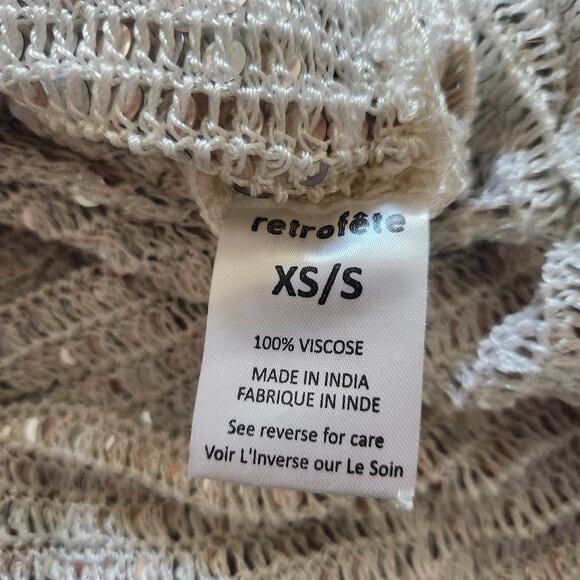 Retrofete Marie Sequin Crochet Dress in Silver and White Size XS/S NWT Maxi - Picture 13 of 15